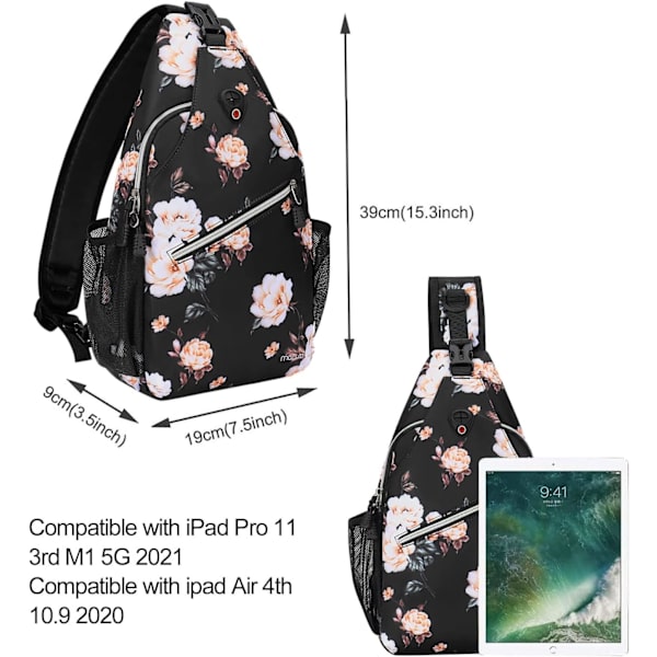 Sling Ryggsekk, Multifunksjonell Reise Tur Dagstursekk Kamelia Tau Crossbody