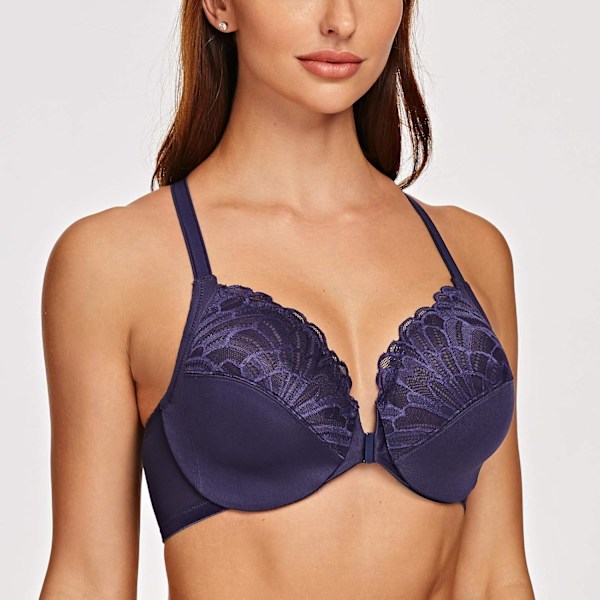 Dame Racerback Front Lukning Fuld Dækning Uforet Plus Size Bøjle BH
