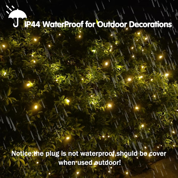 Julbelysning utomhus, 100 LED 5ftx5ft julnätljus med anslutningsbar, vattentät, UL-certifierad och hållbar grön trådkonstruktion för varmt