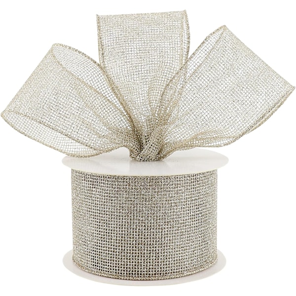 Champagne Gold Wired Ribbon Champagne Mesh Ribbon Metallic Glitter Wired Ribbon