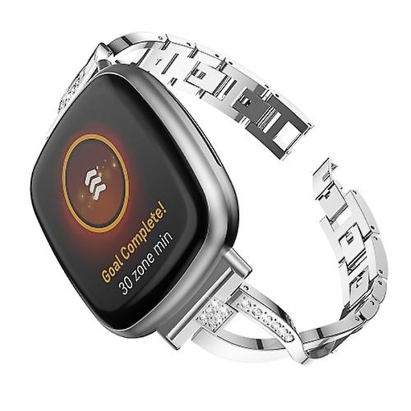 Universell diamantmetallklockarmband för Fitbit Versa 4 / Sense 2 UZE Silver