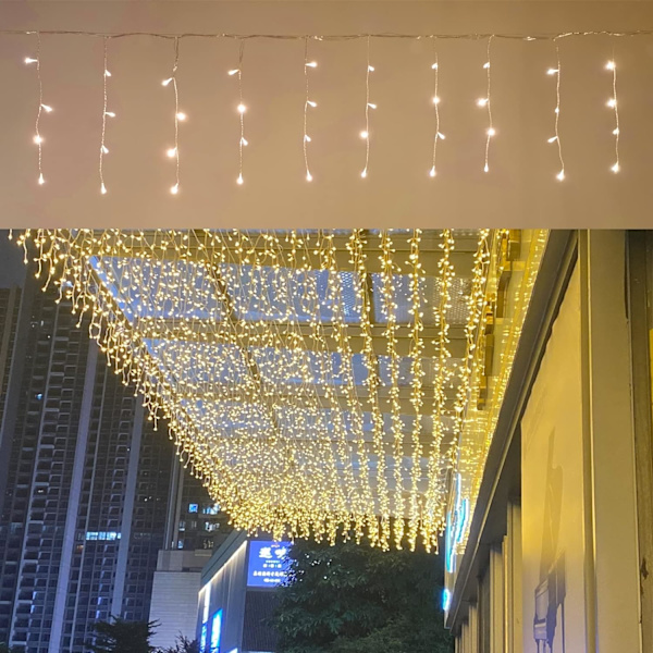 LED-istapplys, 16,4 fot 112 LED 8 moduser blinkande julehengende fe-strenger horisontale gardinlys for fester kjøpesenter uteplass