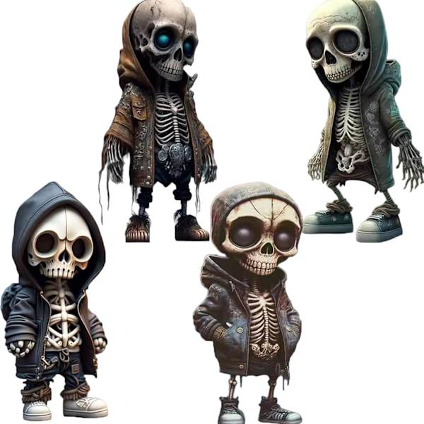 Seje skeletfigurer statue cool     hjemmeindretning sød kranie mini figur samleobjekter DIY håndværk til skrivebordsdekorationer (stil 4 stk) stil 4 stk