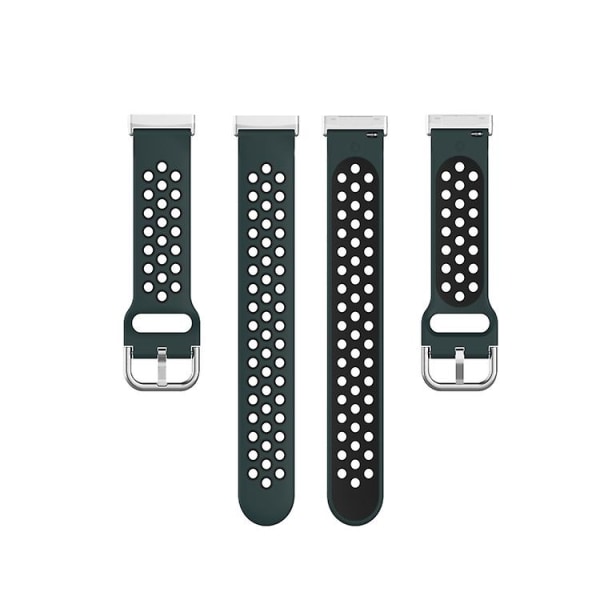 Til Fitbit Versa 4 / Sense 2 Dual Color Silikonurrem RHZ Olive Green Black