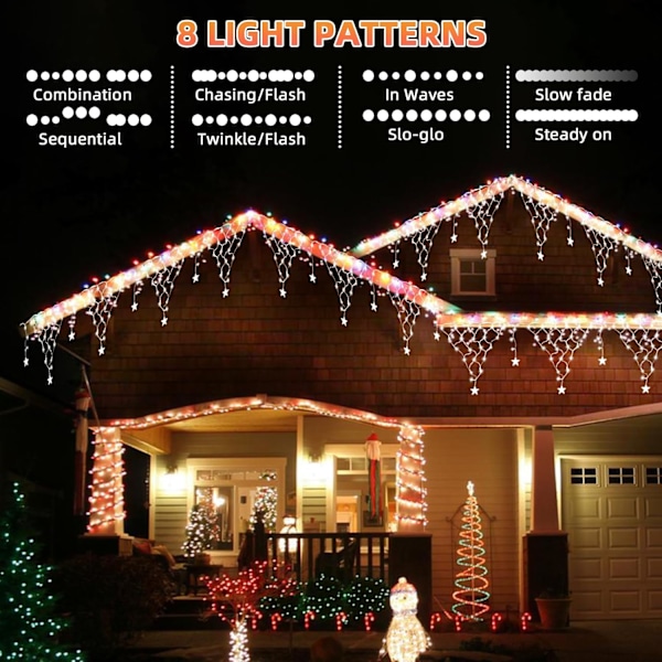 Julelys Net, 13,5ft 196 LED Vandtætte Udendørs Juledekorationer, 8 Tilstande LED Netlys med Fjernbetjening, Dæmpbare Netlys med 11