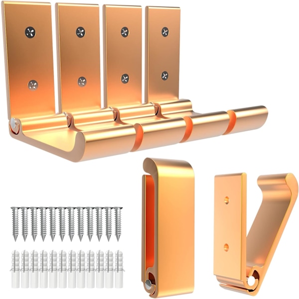 3\" Guld Fällbara Klädkrokar - Aluminiumlegering, Väggmonterade med 12 Skruvar - Perfekt för att Hänga Jackor, Väskor, Hattar, Handdukar, Nycklar, 6 Stycken