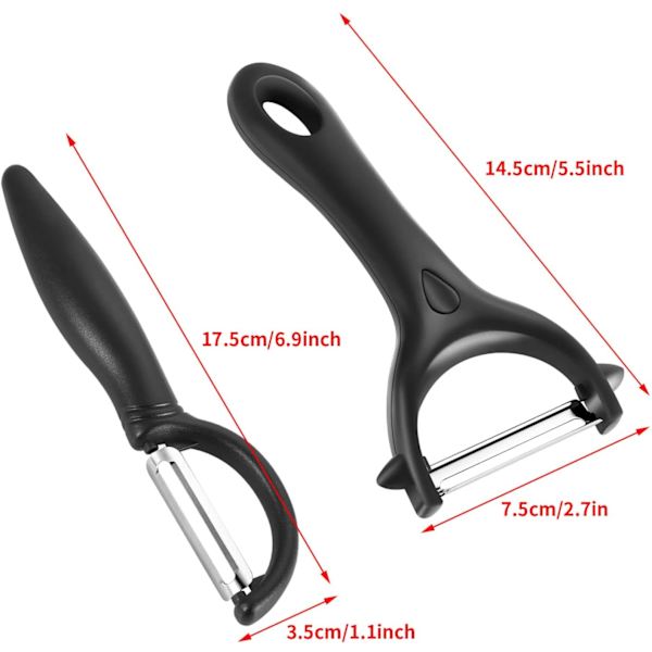 Sett med 2 potetskreller aspargesskreller - Multifunksjonsskreller i rustfritt stål