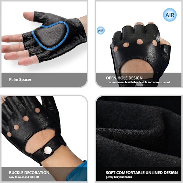 Fingerlösa handskar i äkta läder för män