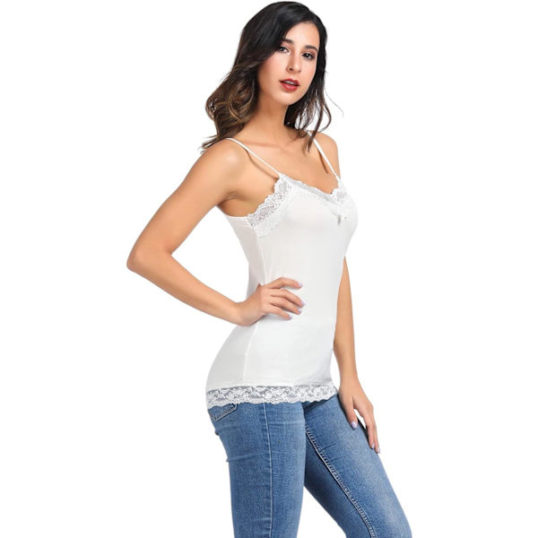 Kvinners justerbare spaghettistropp blonder trimmet camisole tunika tank top