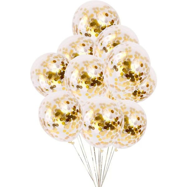 Guldkonfettiballonger. 12 tums ballonger i guld