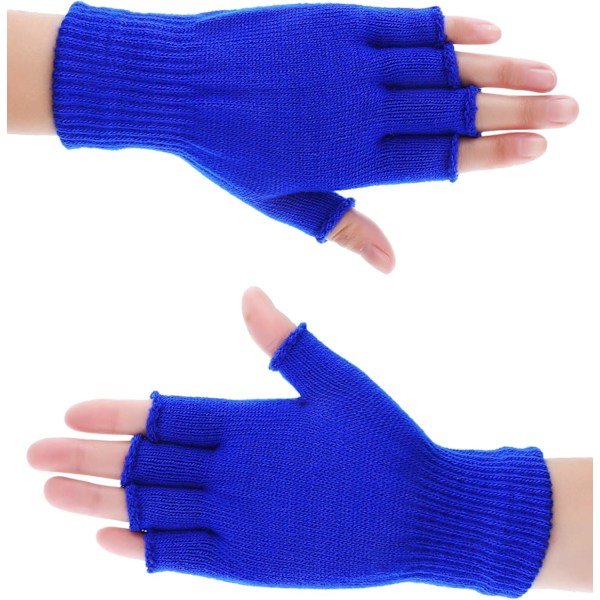 2 par unisex halvfingerhandskar vinter stretchiga stickade fingerlösa handskar i