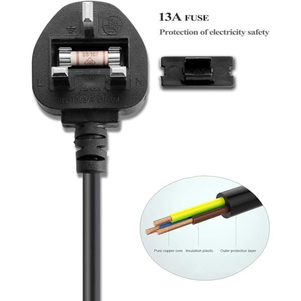 Nätkabel till IEC C7 (Svart 1-pack) - 2 meter Laptop Strömkabel