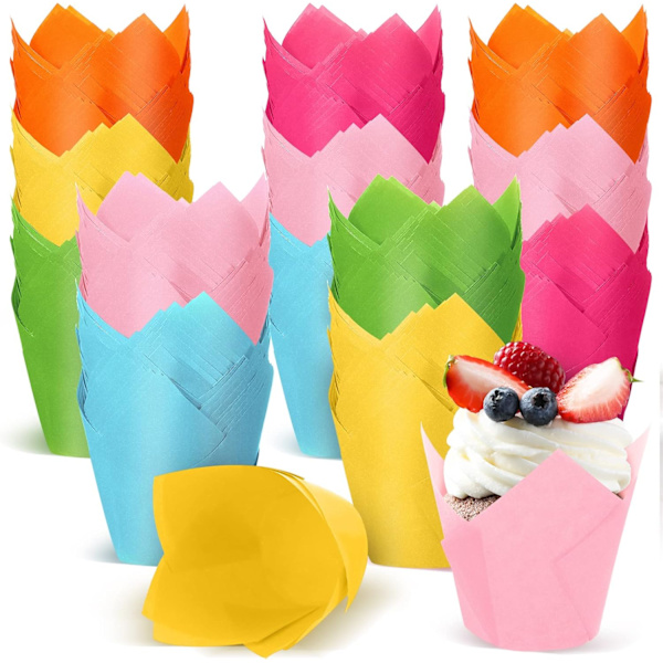 Tulpan Cupcake-formar (180 st) - Bakformar i 6 färger