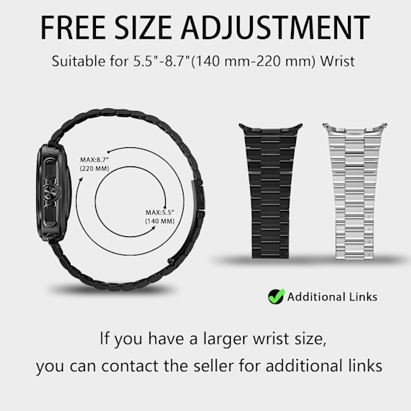 Massivt rostfritt stålarmband kompatibelt med Galaxy Watch Ultra 47mm (2024) med PC-fodral, ersättningslänk Business Executive Metal Strap för män och 2