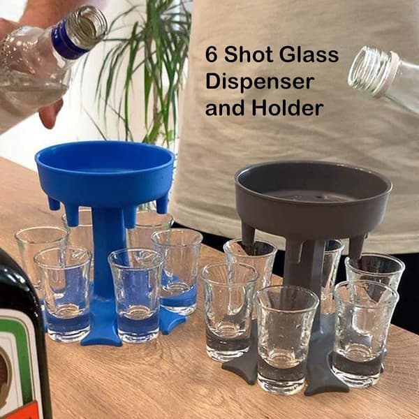 wxsp 1 Set - Vin Dispenser - Med 6 Glas - Grå Ram Vit