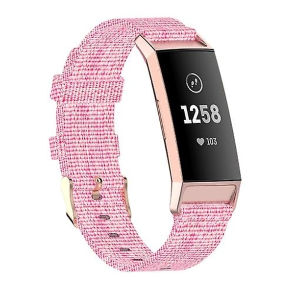 For Fitbit Charge 4 / Charge 3 / Charge3 Se Flettet Nylon Klokkebånd Plasthode DUY Pink