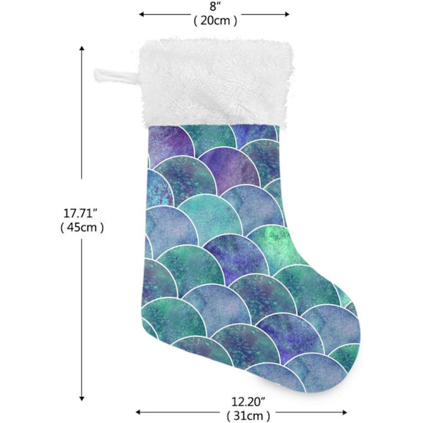 Julklapp, Personliga Julklappsstrumpor 2-pack Lila Sjöjungfru Skalor 45,7 cm Julstrumpor Hängande Ornament Eldstad för Träd