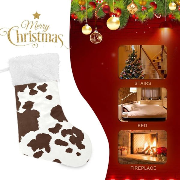 Julklapp, personliga julklappsstrumpor set om 2 med kotryck 45,7 cm julstrumpor hängande prydnad spis för träddekoration  17.71x