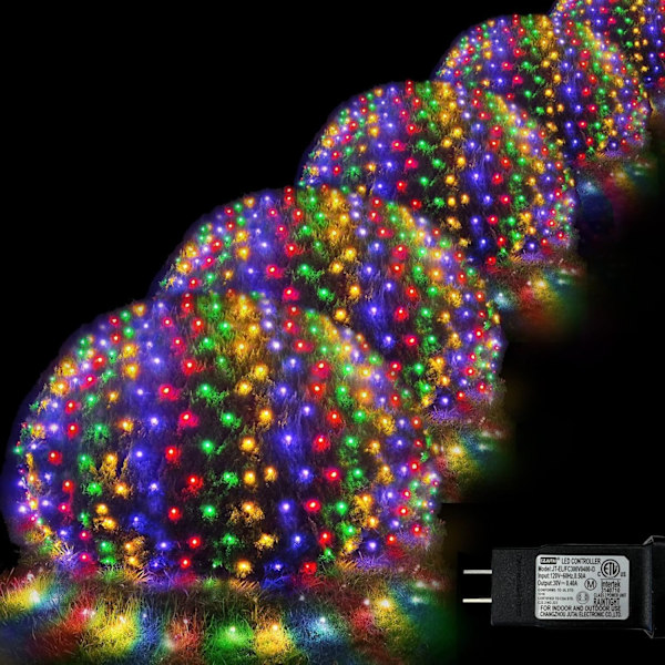 Julelysnet, 510 LED store udendørs netlys, 28x5 ft netmaskenet til buske, 8 tilstande vandtætte Twinkle strenglys, der kan forbindes