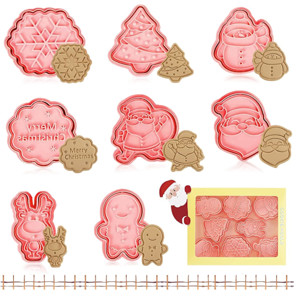 Jul Cookie Cutters (Set om 8, Jul Rosa-A)