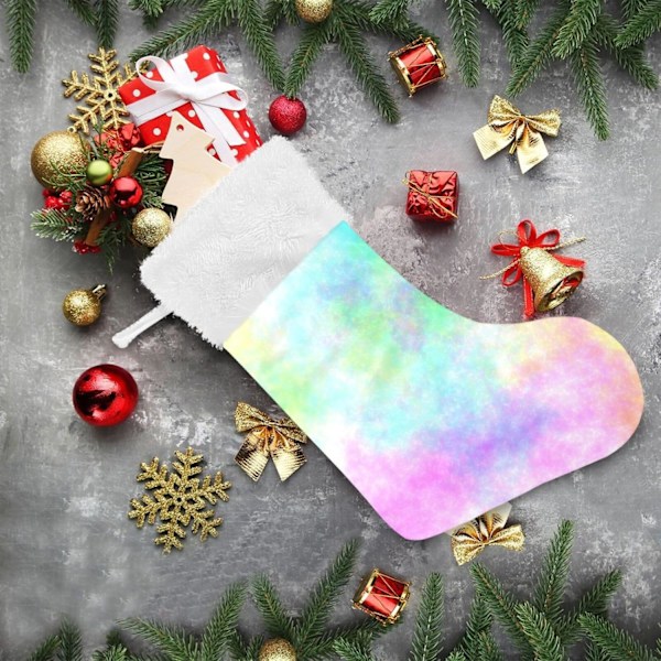 Jule-Strømpe, Personlige Jule-Strømper Sæt af 2 Lilla Tie Dye Regnbue Tryk 45,7 cm Jule-Strømper Hængende Ornament Pejs til B