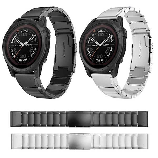 Til Garmin Tactix 7 Pro 26mm Skildpadde Skal Rustfrit Stål Urrem DNP Sliver