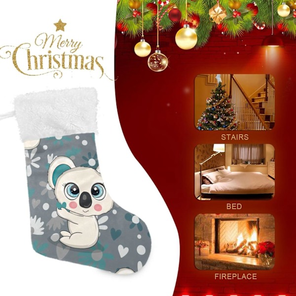 Julklapp, personliga julklappsstrumpor 2-pack Koala Skog Söta Djur 45,7 cm Julstrumpor Hängande Ornament Eldstad för Träd