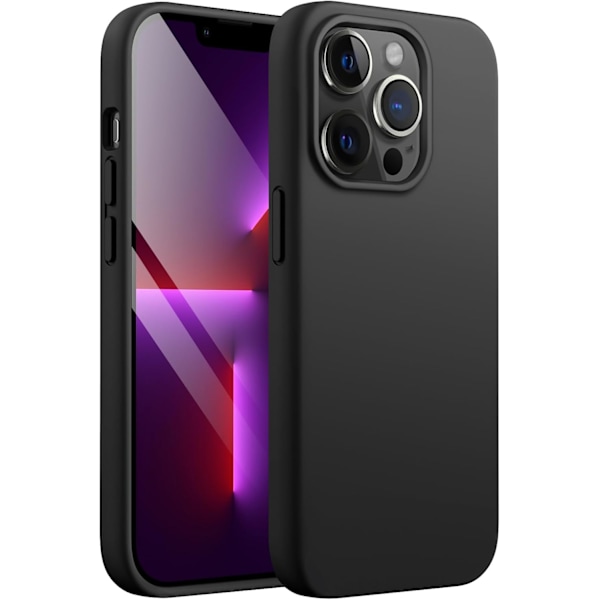 Silikonetui for iPhone 13 Pro 6.1-Ih, Siy-Myk berøring Fullkropps beskyttende telefonetui, Støtsikkert deksel med mikrofiberfôr (Svart) Svart