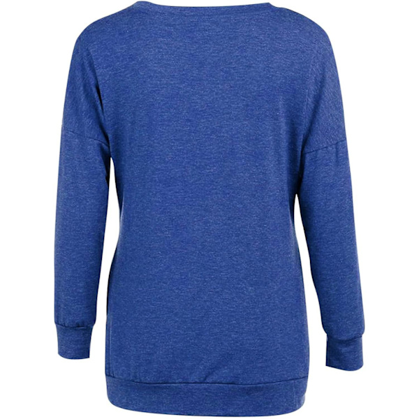 Dam tröjor höst pullover tröjor casual lös passform tunika topp bekväm söt sweatshirts långärmad crewneck t-shirts m5 blue Medium