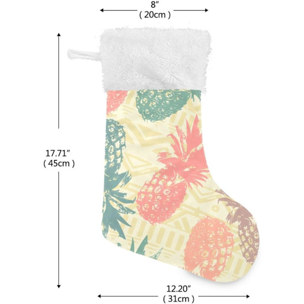 Jule-Strømpe, Personlige Jule-Strømper 2-pak Tropisk Retro Chic Ananas 45,7 cm Jule-Strømper Hængende Ornament Pejs til Træ