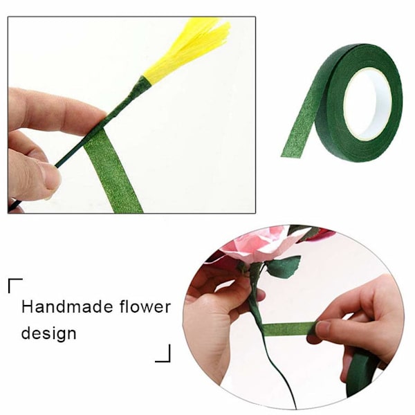 Blomsterstjälkstråd, 50 st gröna hantverksblomsterstjälkar med blomsterpapperstejp (14 tum 22 gauge)