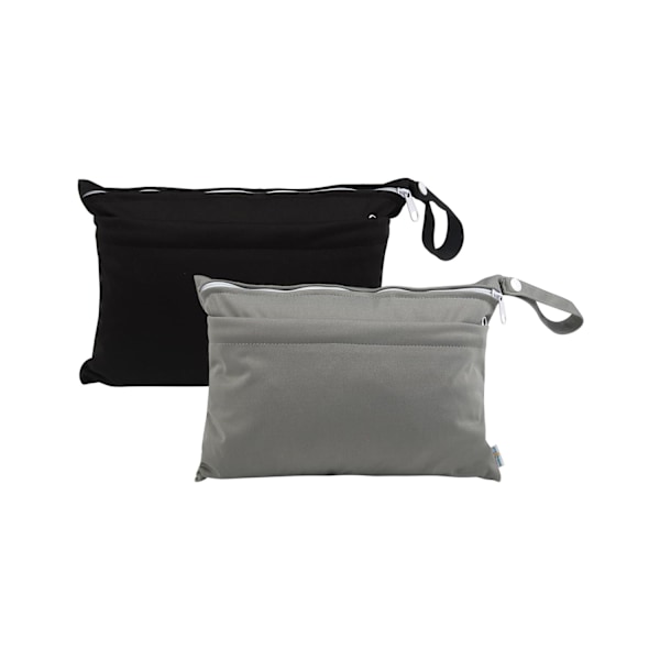 Våta och torra påsar för tygblöjor, tvättbara reseväskor, strand-, pool-, gymväskor, baddräkter och våta kläder med två fickor med dragkedja, 2-pack