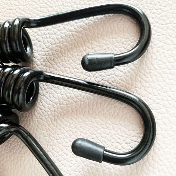 20 stk. sorte elastiksnor kroge 6 mm, plastbelagt spiral bungee reb endekrog til elastik