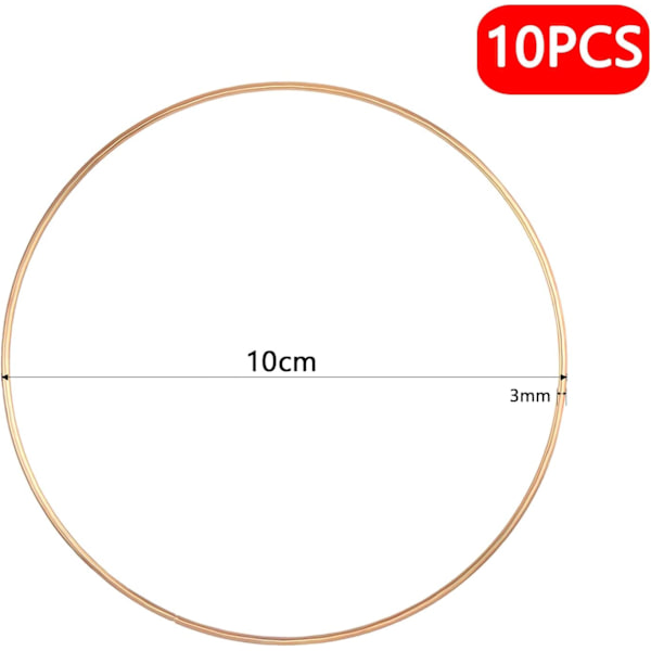 10-pak roségull metall håndverksringer - 10 cm buer for gjør-det-selv-prosjekter