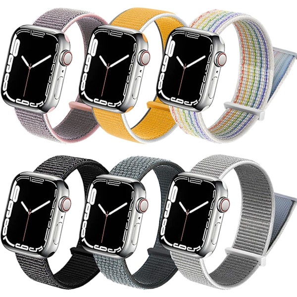 6-pack vävt nylon kompatibelt med Apple Watch -band 38 mm 40 mm