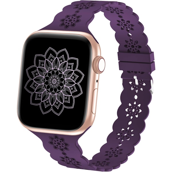 Blomstermønstret silikonearmbånd kompatibelt med Apple Watch -rem 38 mm
