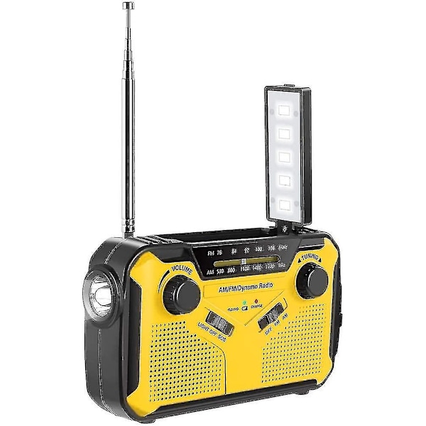 Wind Up Radio Am/fm, Solar Radio With Led Flashlight Sos Alarm, Usb Power Bank Mobile Phone Charger