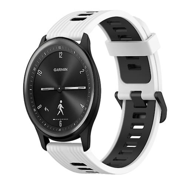 För Garmin Vivomove Sport 20mm Vertikalt Mönster Tvåfärgat Silikon Armband YSY White-Black