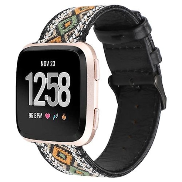 For Fitbit Versa Etnisk Stil Ægte Læder Rem LEQ Retro