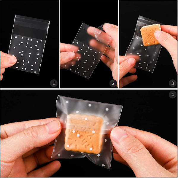 Selvklæbende Dot Opp-poser - Polka Dot Cookie-poser (200 stk.)