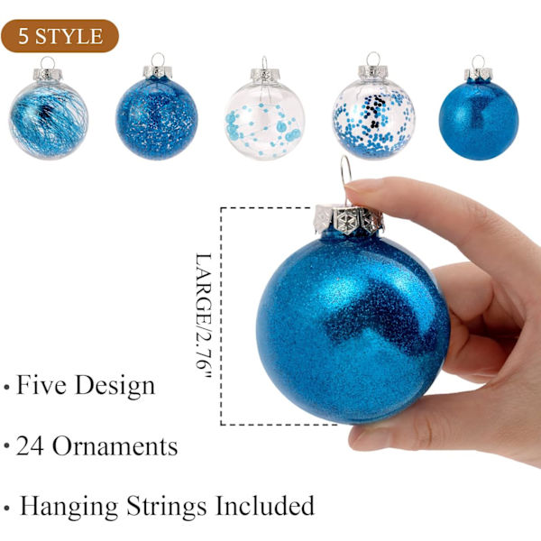 Julekule Ornamenter Shatterproof Klar Plast Dekorative Baller Baubles