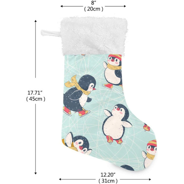Julklapp, Personliga Julklappsstrumpor 2-pack Pingvin Söt Djur Retro 18 tum Julstrumpor Hängande Ornament Eldstad för Träd
