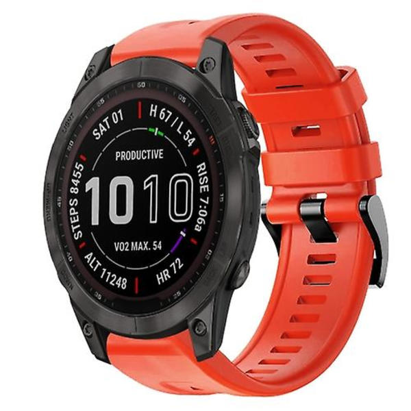 Til Garmin Fenix 7 Sapphire Solar Metal Spænde Solid Color Silikonurrem OEM Red