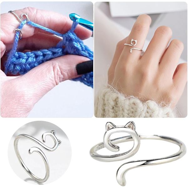 Justerbara ringar för flickor - Cat Kitty Ears Virkad ring för spänningsreglering
