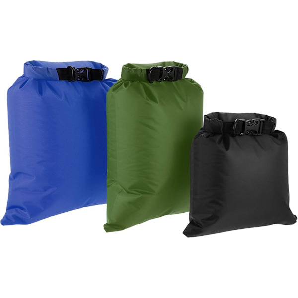 3-pakning vanntette poser - 3L, 5L og 8L tørre sekker for camping