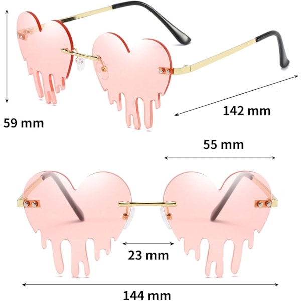 Solbriller for kvinner, rammeløse julefestival dryppende fest rosa