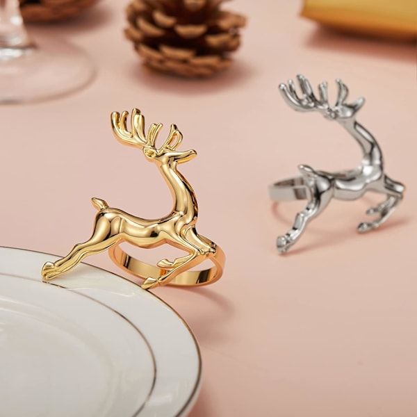 Påsk Servettringar - Jul Servettringar Silver Rådjur Servettringar Set om 6