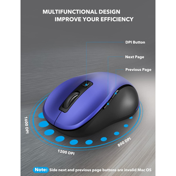 Trådlös mus. 2,4 GHz ergonomisk datormus med USB