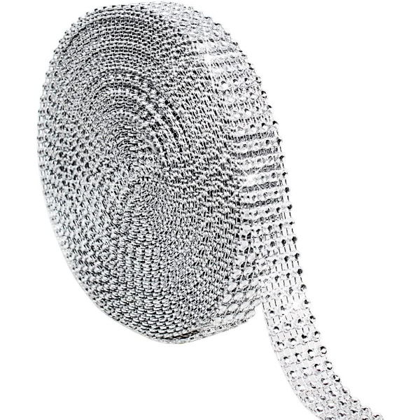 Sølv Rhinestone Bånd 9m - til bryllup og håndværksprojekter