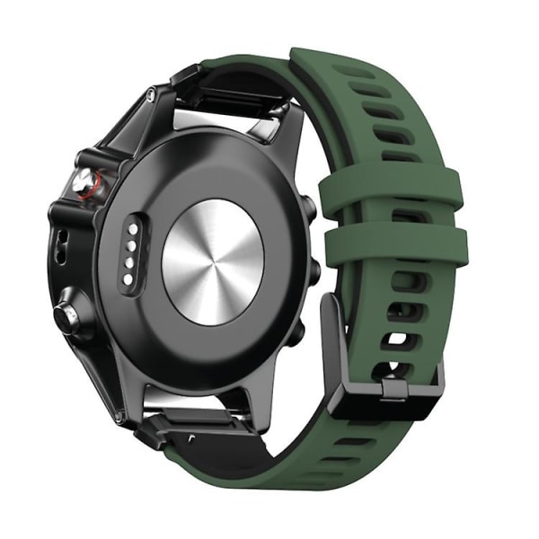 Til Garmin Fenix 6x To-farvet silikone quick release urrem NTR Army Green Black
